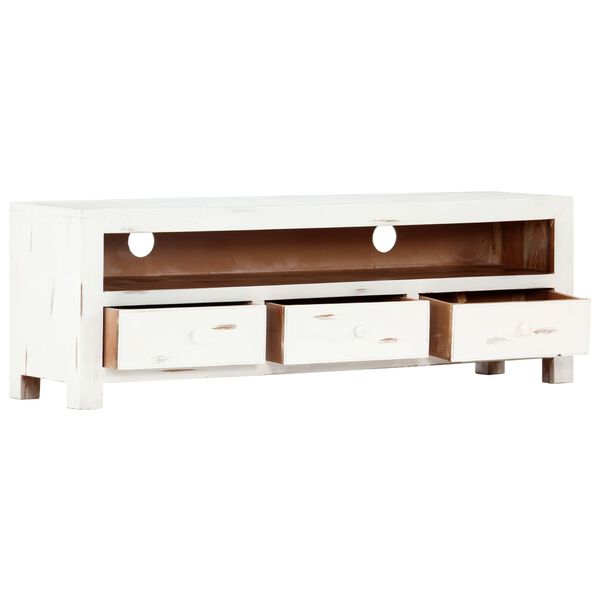 vidaXL Mobile Porta TV Bianco 120x30x40 cm in Legno Massello di Acacia