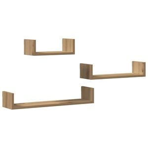 vidaXL Mensole Parete 3pz Rovere Artigianale in Legno Multistrato
