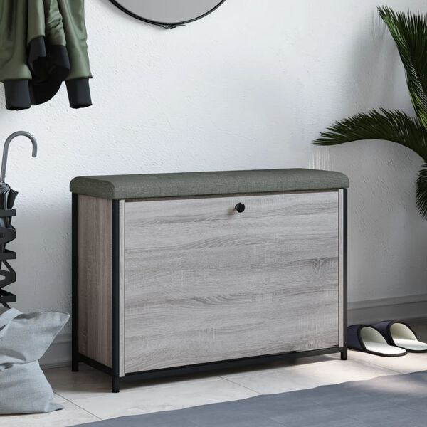 vidaXL Panca Portascarpe Cassetto Ribaltabile Grigio Sonoma 82x32x56cm