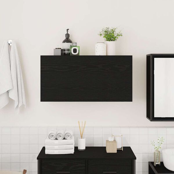 vidaXL Mobile da Bagno a Parete Nero 80x25x40 cm in Truciolato
