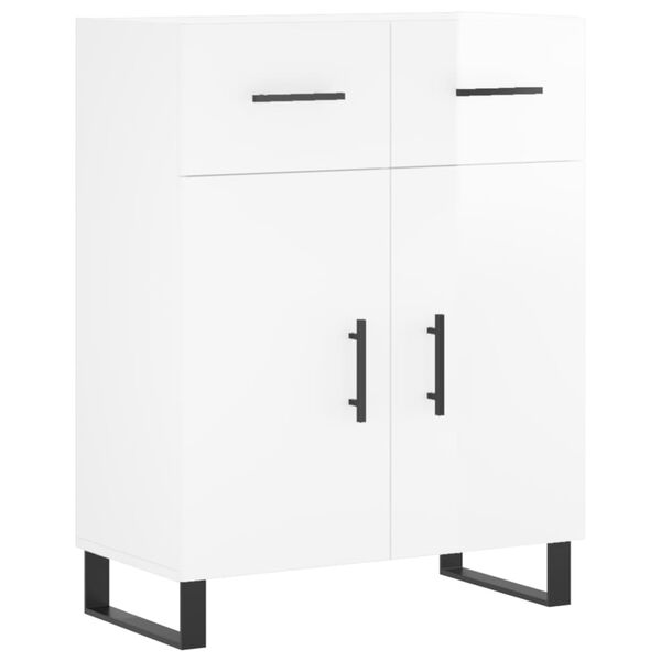 vidaXL Credenza 69,5x34x90 cm in Legno Multistrato Bianco Lucido