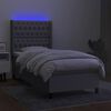 vidaXL Letto a Molle Materasso e LED Grigio Chiaro 100x200 cm Tessuto