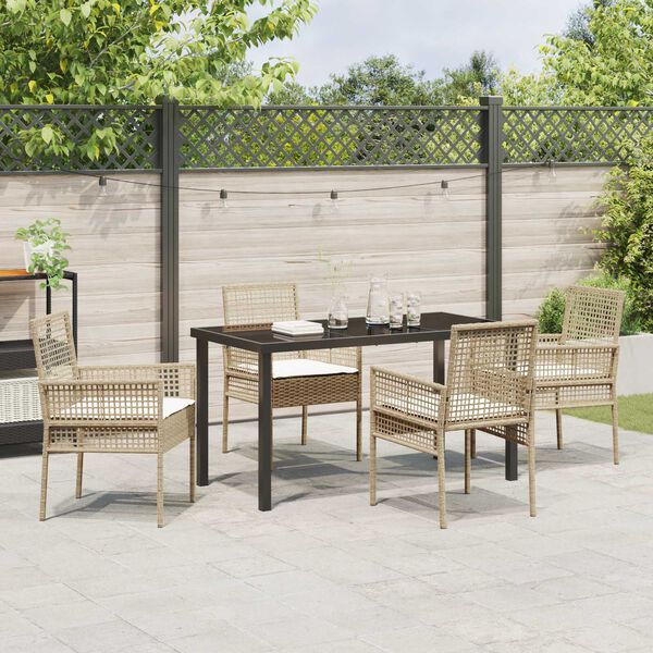 vidaXL Set da Pranzo per Giardino con cuscino 5 pcs Beige polyrattan