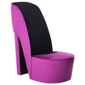 vidaXL Poltrona a Forma di Scarpa con Tacco Alto in Velluto Viola