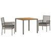 vidaXL Set da Pranzo per Giardino 3 pcs Grigio polyrattan