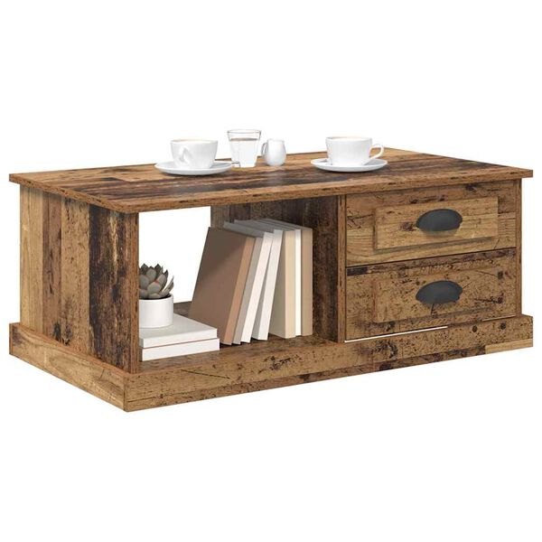vidaXL Tavolino da salotto con cassetto Legno vecchio 90 x 50 x 35 cm