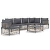 vidaXL Set Divani da Giardino 7 pz con Cuscini Antracite in Polyrattan