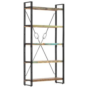 vidaXL Libreria a 5 Ripiani 90x30x180 cm in Legno Massello di Recupero