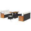 vidaXL Set Divano da Giardino 11 pz 8-Numero di posti Nero e Crema
