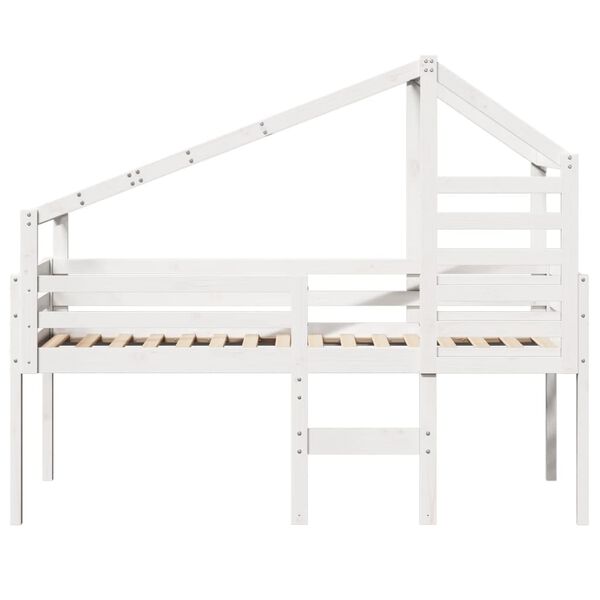 vidaXL Letto a Soppalco con Tetto Bianco 90x190 cm in Legno di Pino