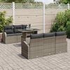 vidaXL Set Divano da Giardino con cuscino 7 pcs Grigio Poly Rattan