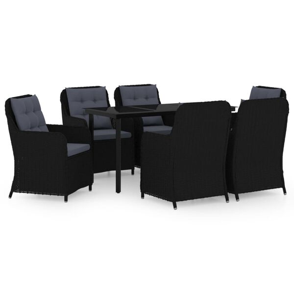 vidaXL Set da Pranzo da Giardino 7 pz Nero
