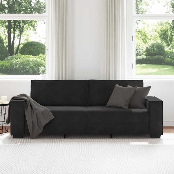 vidaXL Divano a 3 Posti Nero 220x78x84 cm in Velluto