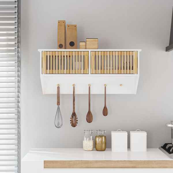 vidaXL Armadietto Parete Ganci Bianco 80x24x35,5 cm Legno Multistrato