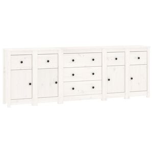vidaXL Credenza Bianca 230x35x80 cm in Legno Massello di Pino