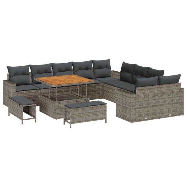 vidaXL Set Divano da Giardino 13 pcs Grigio polyrattan