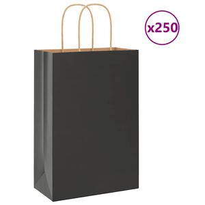 vidaXL Sacchetti di Carta 250 pz con Manici Neri 21x11x31 cm