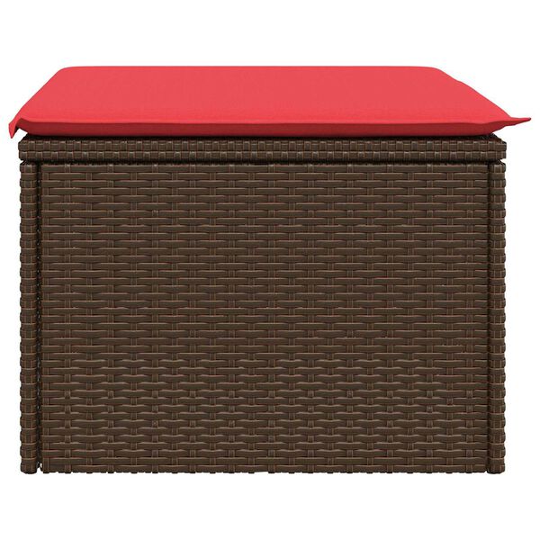 vidaXL Sgabello da giardino con cuscino marrone 55x55x37 cm in polyrattan