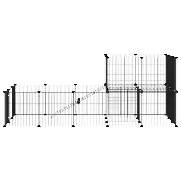 vidaXL Gabbia per Animali 36 Pannelli con Porta Nera 35x35 cm Acciaio