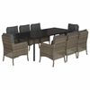 vidaXL Set da Pranzo da Giardino 9 pz con Cuscini in Polyrattan Grigio