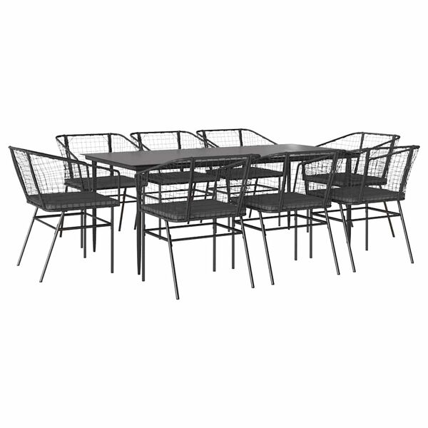 vidaXL Set da Pranzo da Giardino 9 pz con Cuscini Polyrattan Vetro