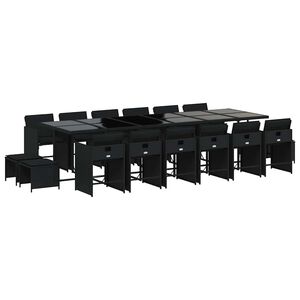 vidaXL Set da Pranzo da Giardino 17 pz con Cuscini Nero in Polyrattan