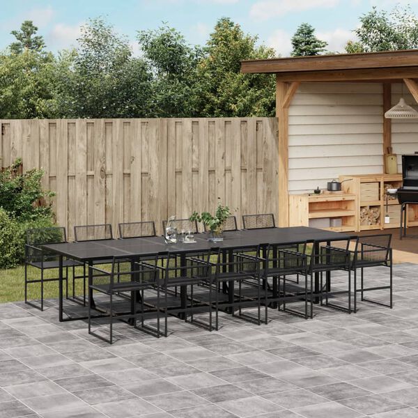 vidaXL Set da Pranzo da Giardino 13pz Nero in Polyrattan