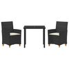 vidaXL Set da Pranzo per Giardino 3 pcs Nero polyrattan