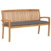 vidaXL Panchina da Giardino Impilabile e Cuscino 159cm Teak Massello
