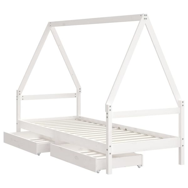 vidaXL Giroletto Bambini con Cassetti Bianco 80x200cm Massello di Pino