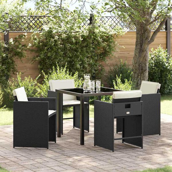 vidaXL Set da Pranzo per Giardino 5 pcs Nero polyrattan