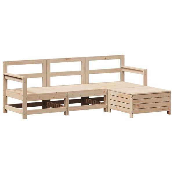vidaXL Set Divani da Giardino 4 pz in Legno Massello di Pino