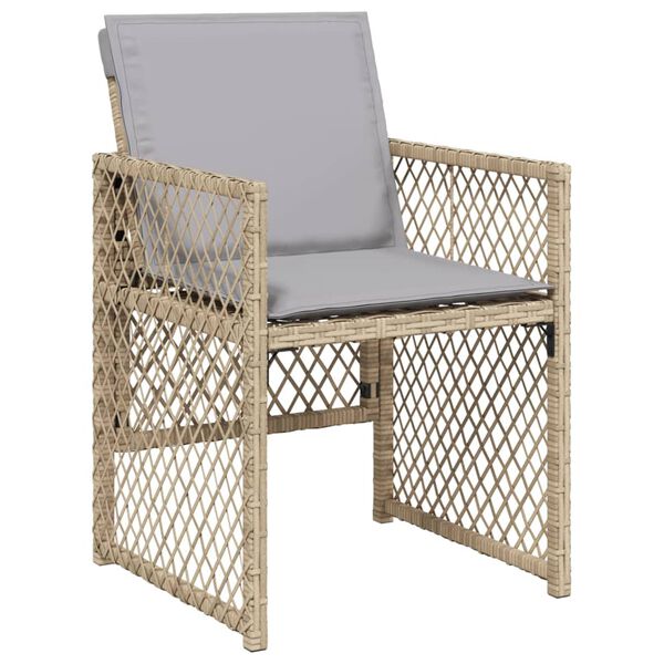 vidaXL Set Pranzo da Giardino 9 pz con Cuscini Beige Misto Polyrattan