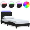 vidaXL Giroletto con LED senza Materasso Nero 90x200 cm in Tessuto