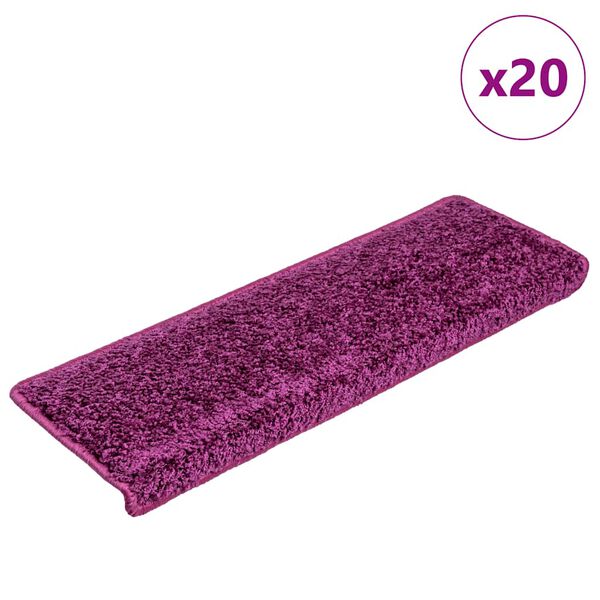 vidaXL Tappetini per scale 20 pz 65x21x4 cm Viola Bordo rettangolare