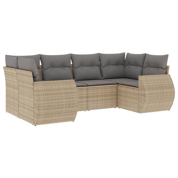 vidaXL Set Divano da Giardino 6 pz con Cuscini Beige in Polyrattan