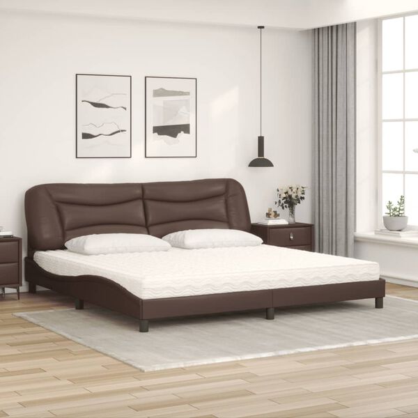 vidaXL Letto con Materasso Hvar Marrone 200x200cm in Similpelle