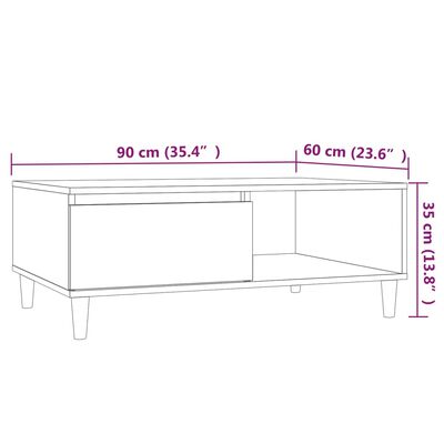 vidaXL Tavolino da Salotto Grigio Sonoma 90x60x35 cm in Truciolato