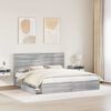 vidaXL Letto con Contenitore con testiera Grigio Sonoma 200 x 200 cm