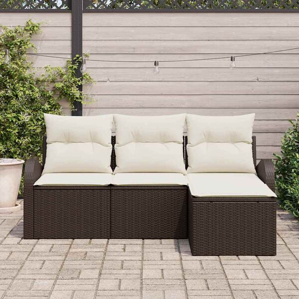 vidaXL Set Divano da Giardino Marrone polyrattan