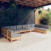 vidaXL Set Divani da Giardino 10 pz con Cuscini Grigi Massello di Pino