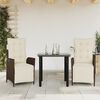 vidaXL Set da Pranzo da Giardino 3pz con Cuscini in Polyrattan Marrone