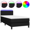 vidaXL Letto a Molle con Materasso e LED Nero 100x200 cm in Tessuto