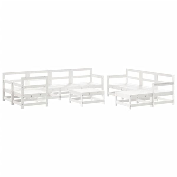vidaXL Set Salotto da Giardino 10 pz Bianco in Legno Massello di Pino