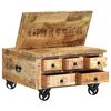 vidaXL Tavolino da Salotto in Legno di Mango Grezzo 70x70x40 cm