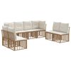 vidaXL Set di divani da esterno con cuscino 8 pcs Naturale Poliestere