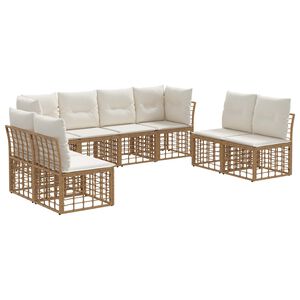 vidaXL Set di divani da esterno con cuscino 8 pcs Naturale Poliestere