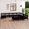 vidaXL Set Salotto da Giardino 11 pz Nero in Legno Massello di Pino