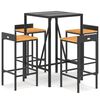 vidaXL Set Bar Giardino 5 pz Nero Polyrattan e Legno Massello Acacia