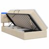 vidaXL Letto con contenitore LED e materasso Crema 90 x 200 cm Tessuto